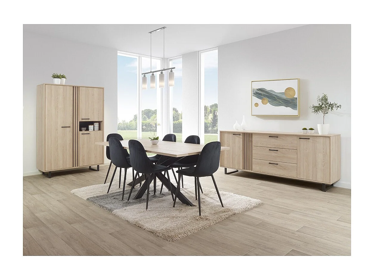 XL-Aufbewahrungsmöbel mit Metallfüßen in hellem Eichen-Dekor, Kollektion LOFT. Großes Speichervermögen.