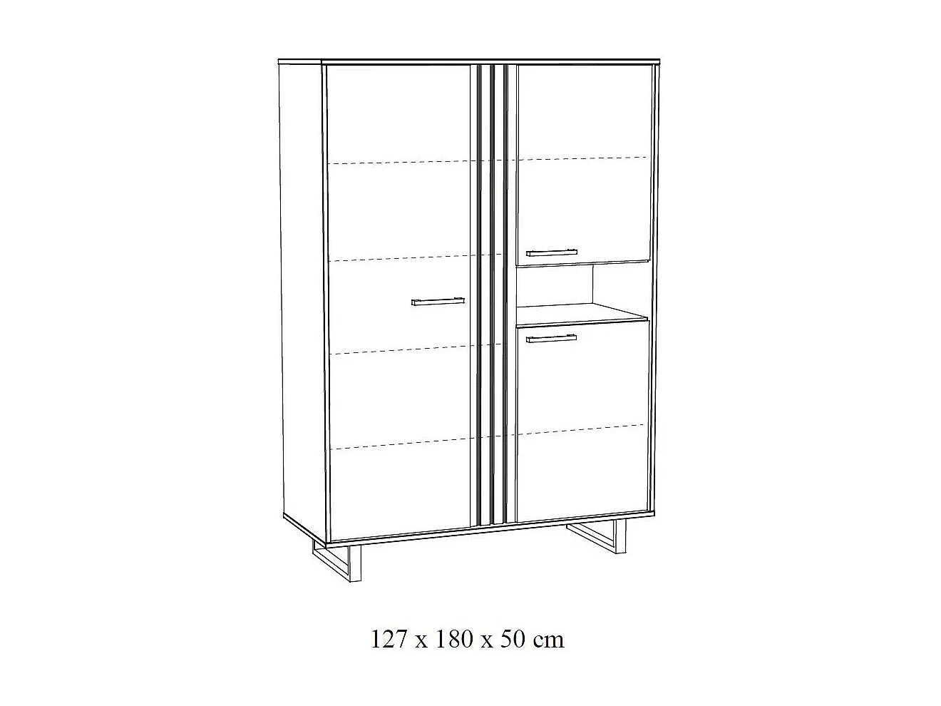 XL opbergmeubel met metalen poten in lichte eikenkleur uit de LOFT-collectie. Grote opslagcapaciteit.