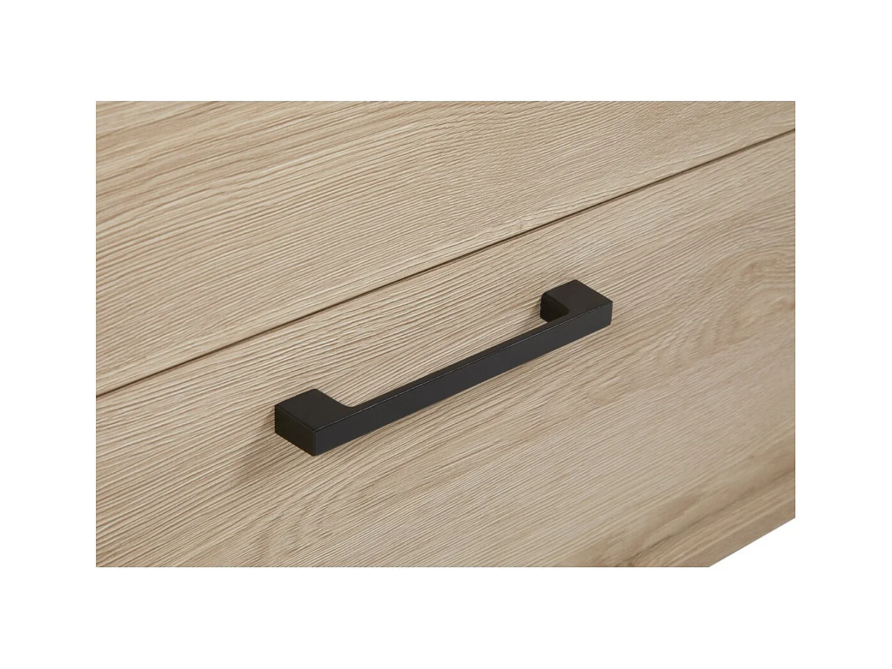 Buffet design de 165cm com 1 porta e 3 gavetas para sala na cor carvalho claro, coleção LOFT com pés de metal.