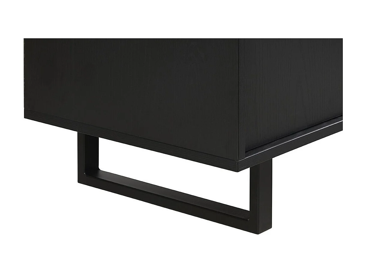 Buffet LOFT 220 cm – Chêne et noir  – 2 portes, 3 tiroirs – Pieds métal