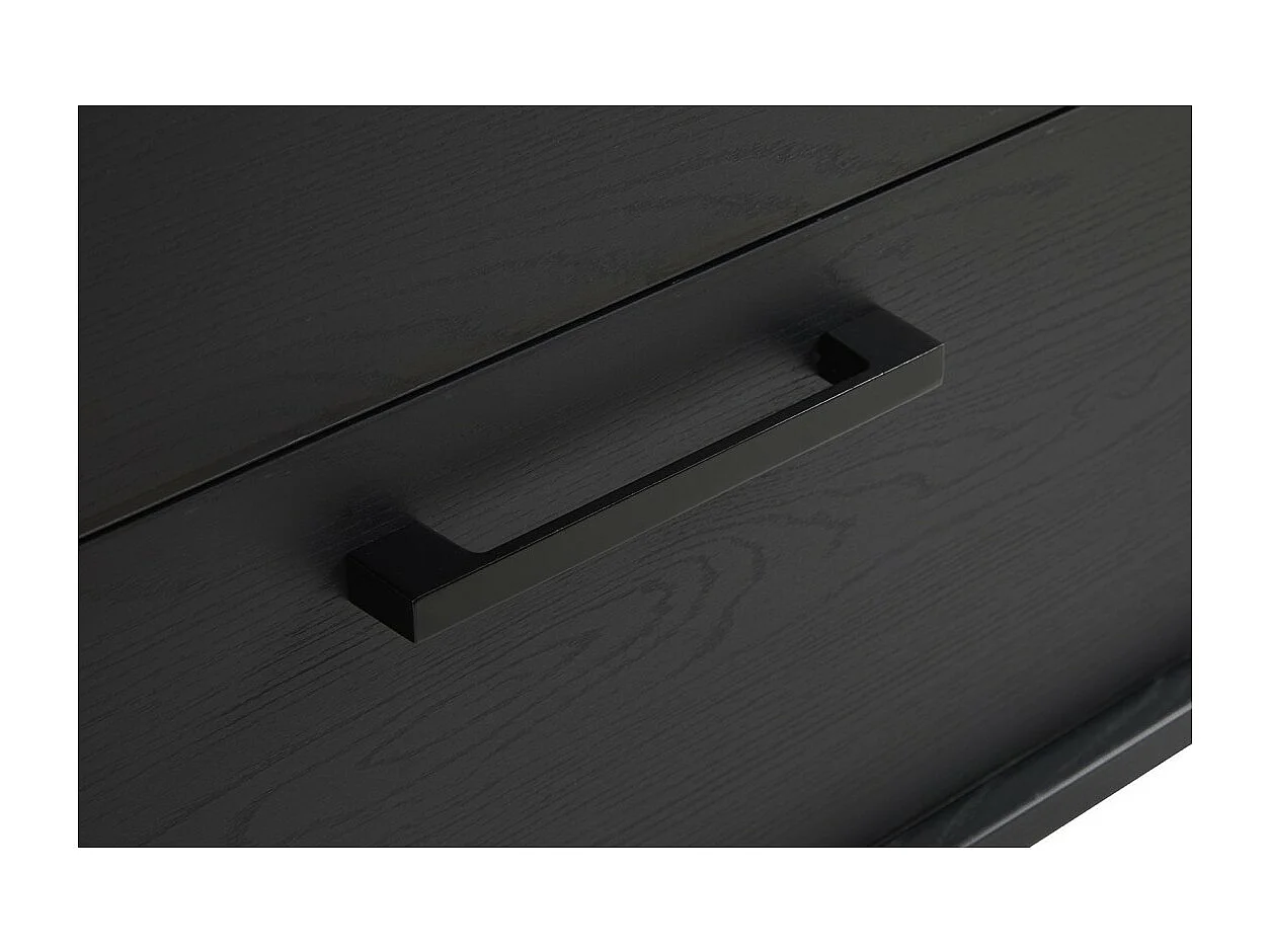 Buffet LOFT 220 cm – Chêne et noir  – 2 portes, 3 tiroirs – Pieds métal