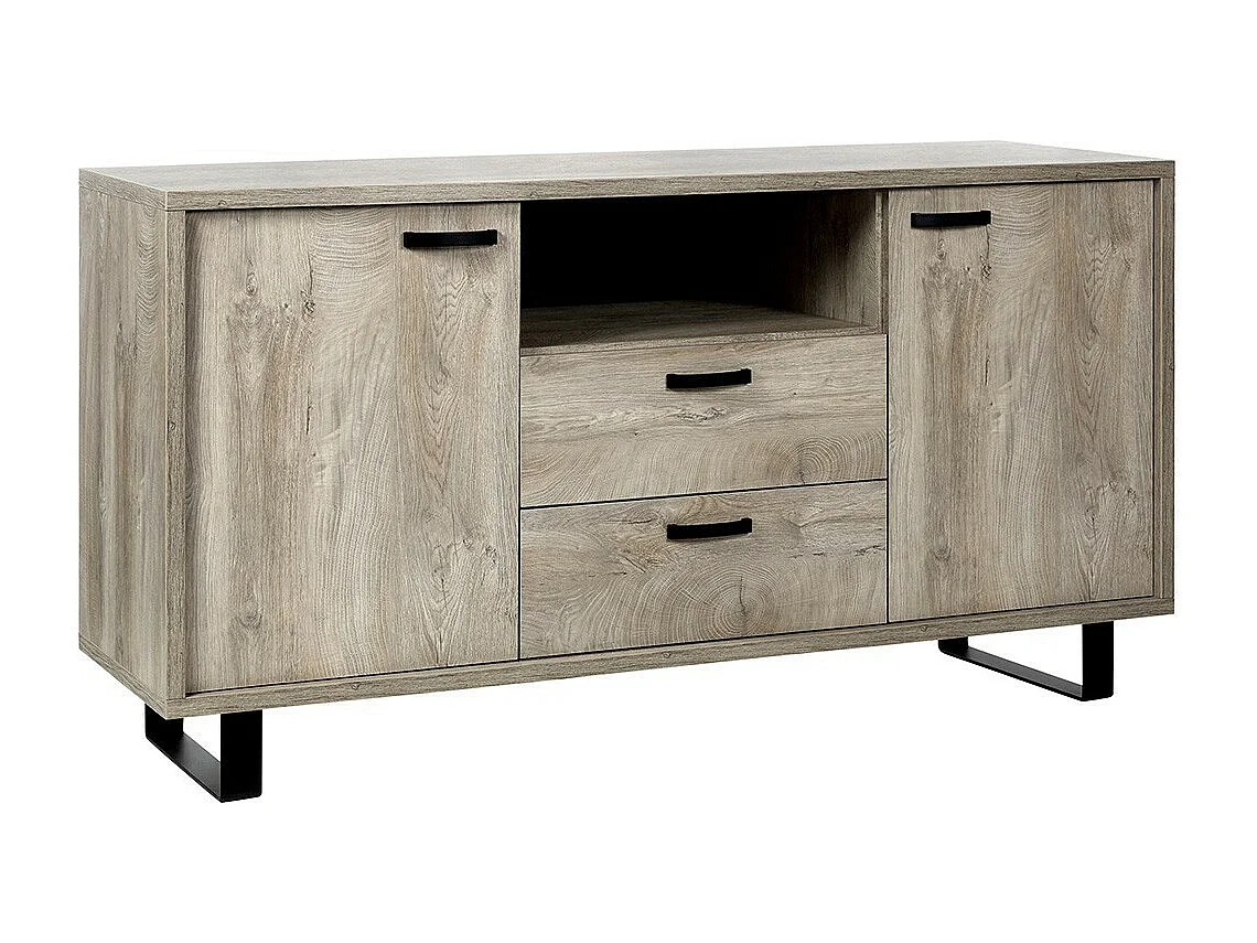 Design-Buffet 170cm mit 2 Türen und 2 Schubladen für Wohnzimmer in heller Eichenfarbe, Kollektion NEWTON.