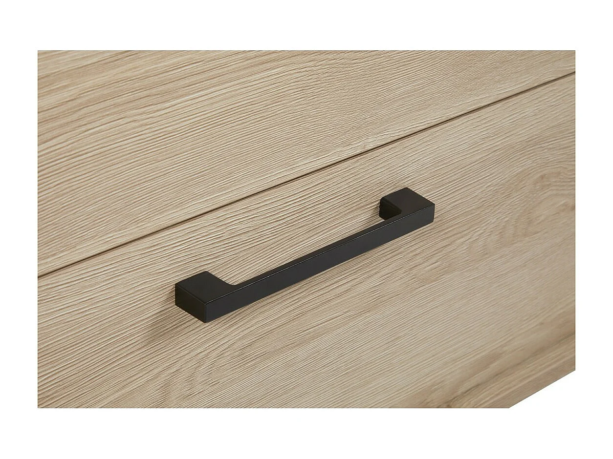 Buffet design 220cm com 2 portas e 3 gavetas para sala cor carvalho claro coleção LOFT pés em metal.