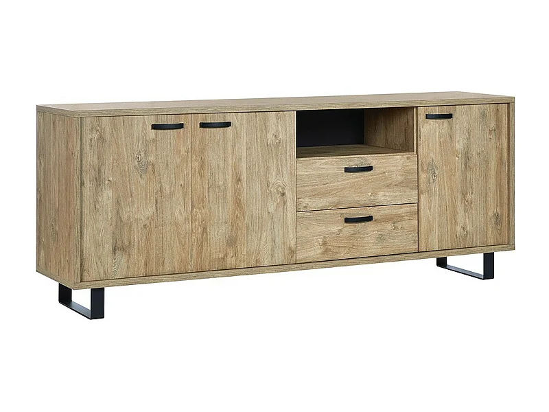 Design-Buffet XL 220cm mit 3 Türen und 2 Schubladen für das Wohnzimmer in goldener Eichenfarbe, Kollektion NEWTON