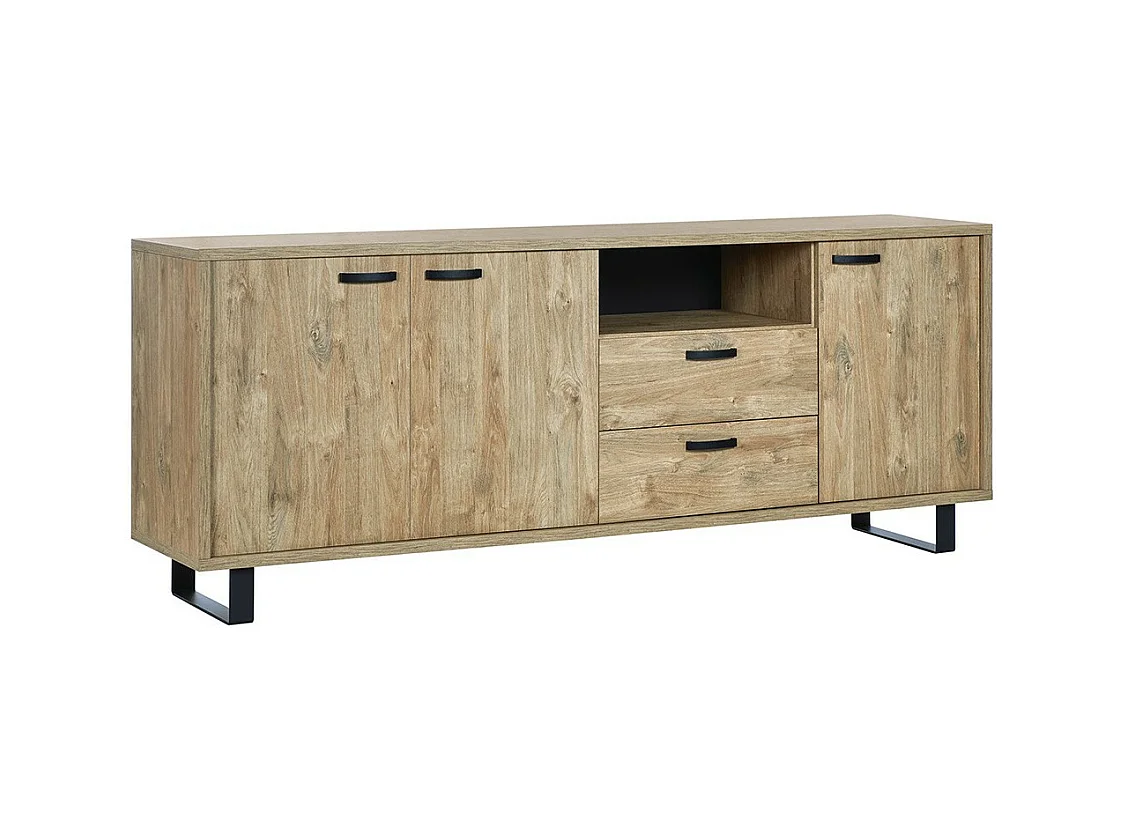 Design buffet XL 220cm met 3 deuren en 2 lades voor woonkamer in gouden eikenkleur uit de NEWTON collectie