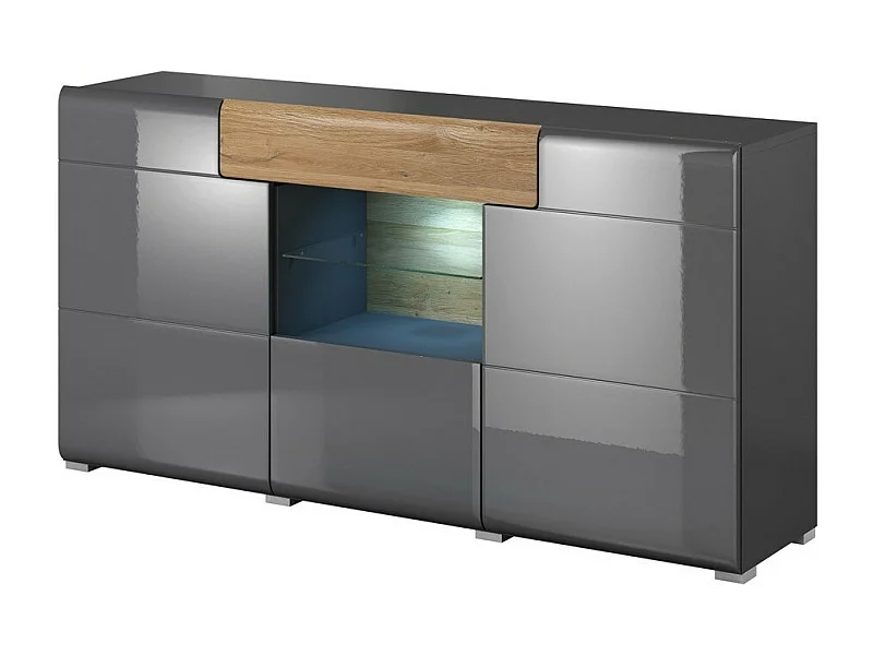 Buffet 160cm collection OHIO. Coloris gris anthracite et chêne.