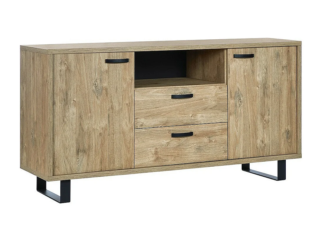 Buffet NEWTON 170 cm – 2 portes, 2 tiroirs – Chêne doré – Design moderne