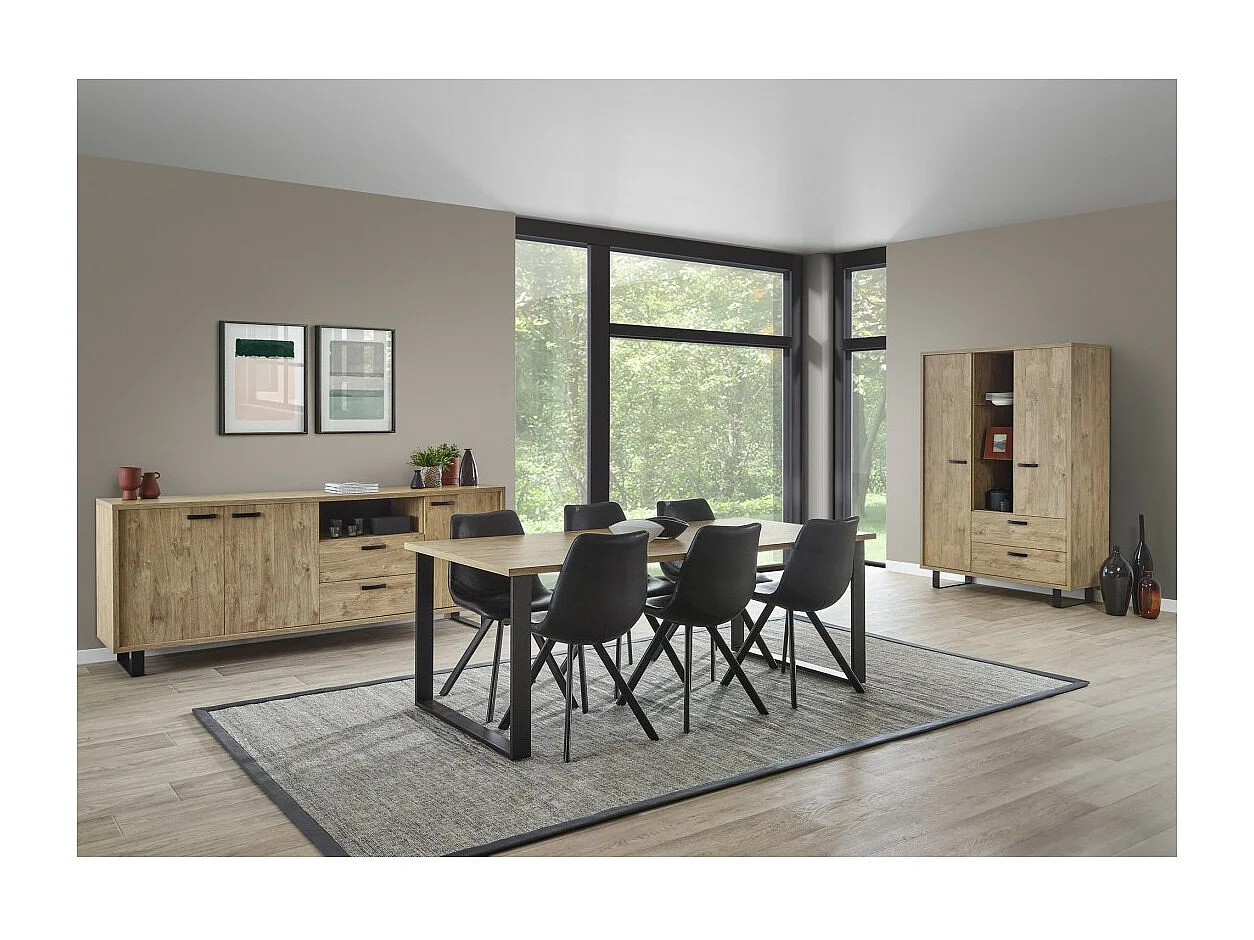 Buffet NEWTON 170 cm – 2 portes, 2 tiroirs – Chêne doré – Design moderne