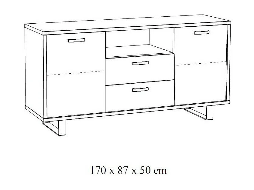 Buffet NEWTON 170 cm – 2 portes, 2 tiroirs – Chêne doré – Design moderne