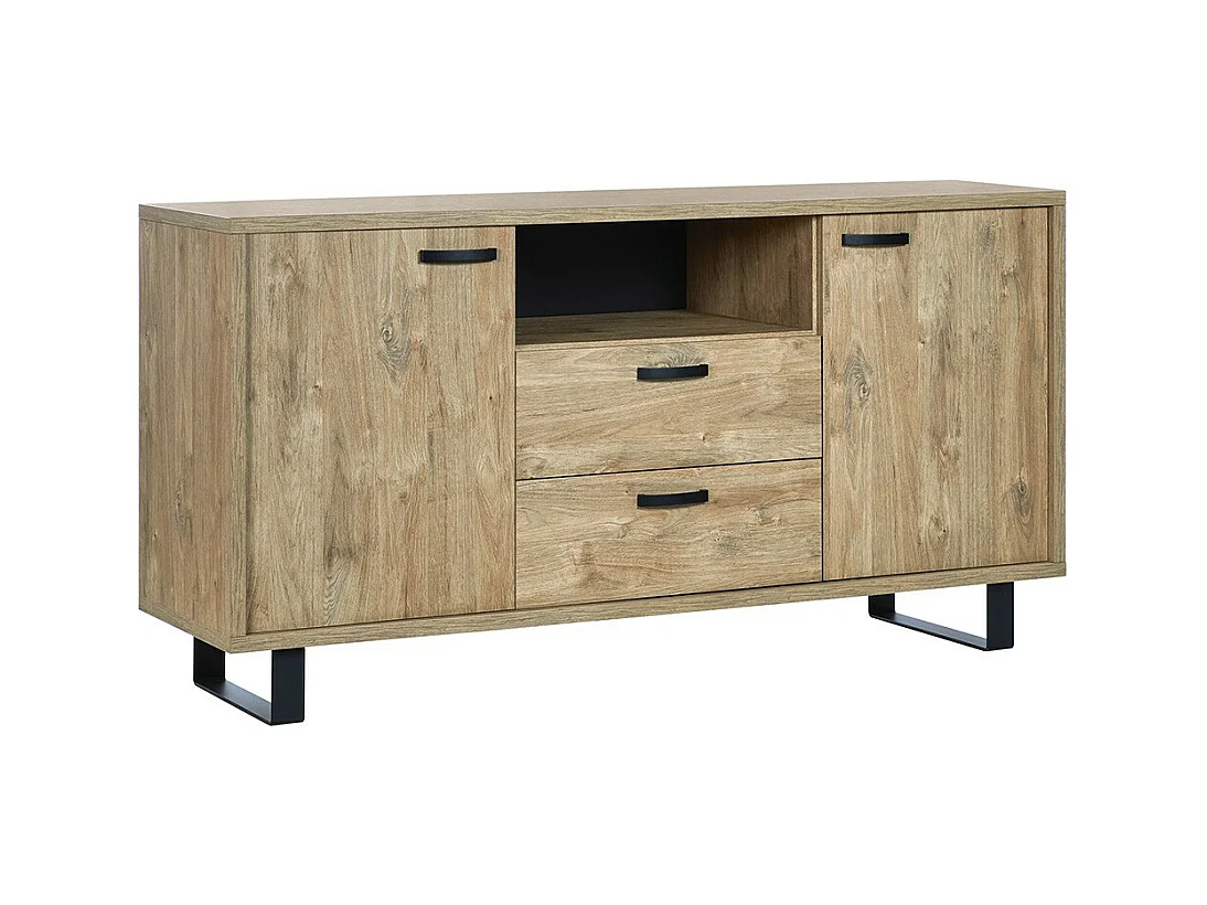 Buffet NEWTON 170 cm – 2 portes, 2 tiroirs – Chêne doré – Design moderne
