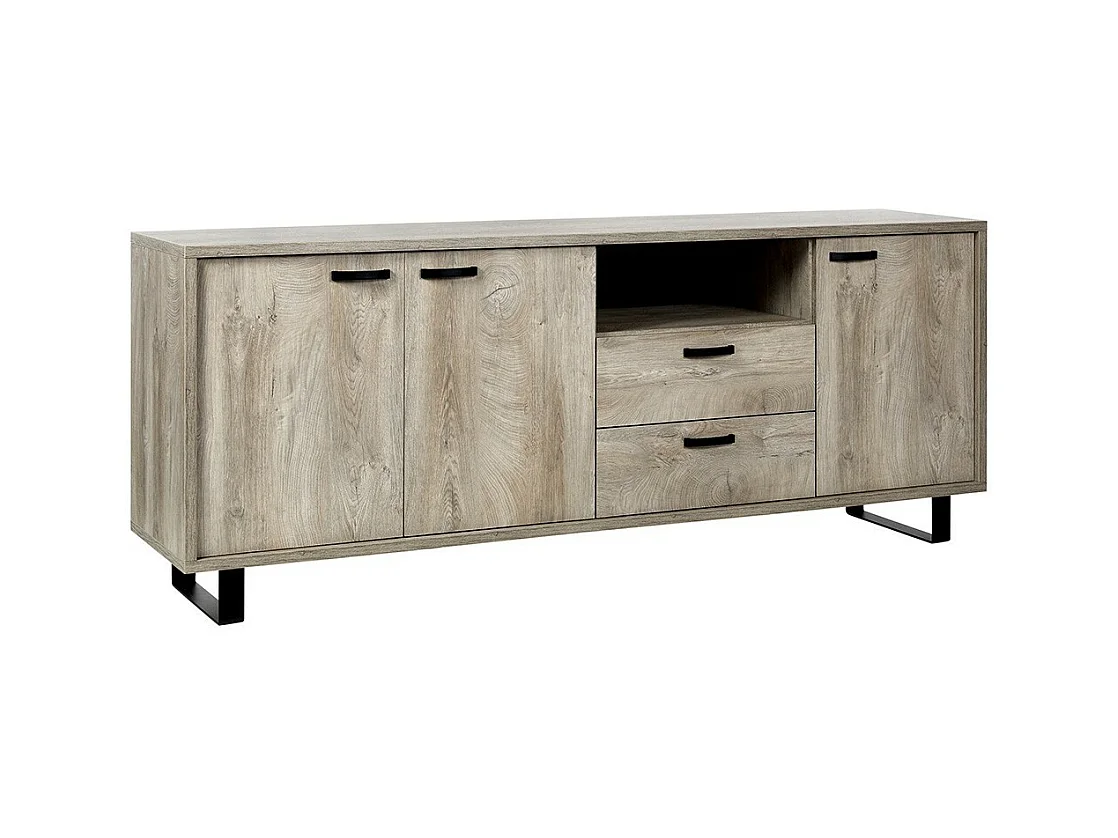 Design buffet XL 220cm met 3 deuren en 2 laden voor de woonkamer, lichte eikenkleur, collectie NEWTON