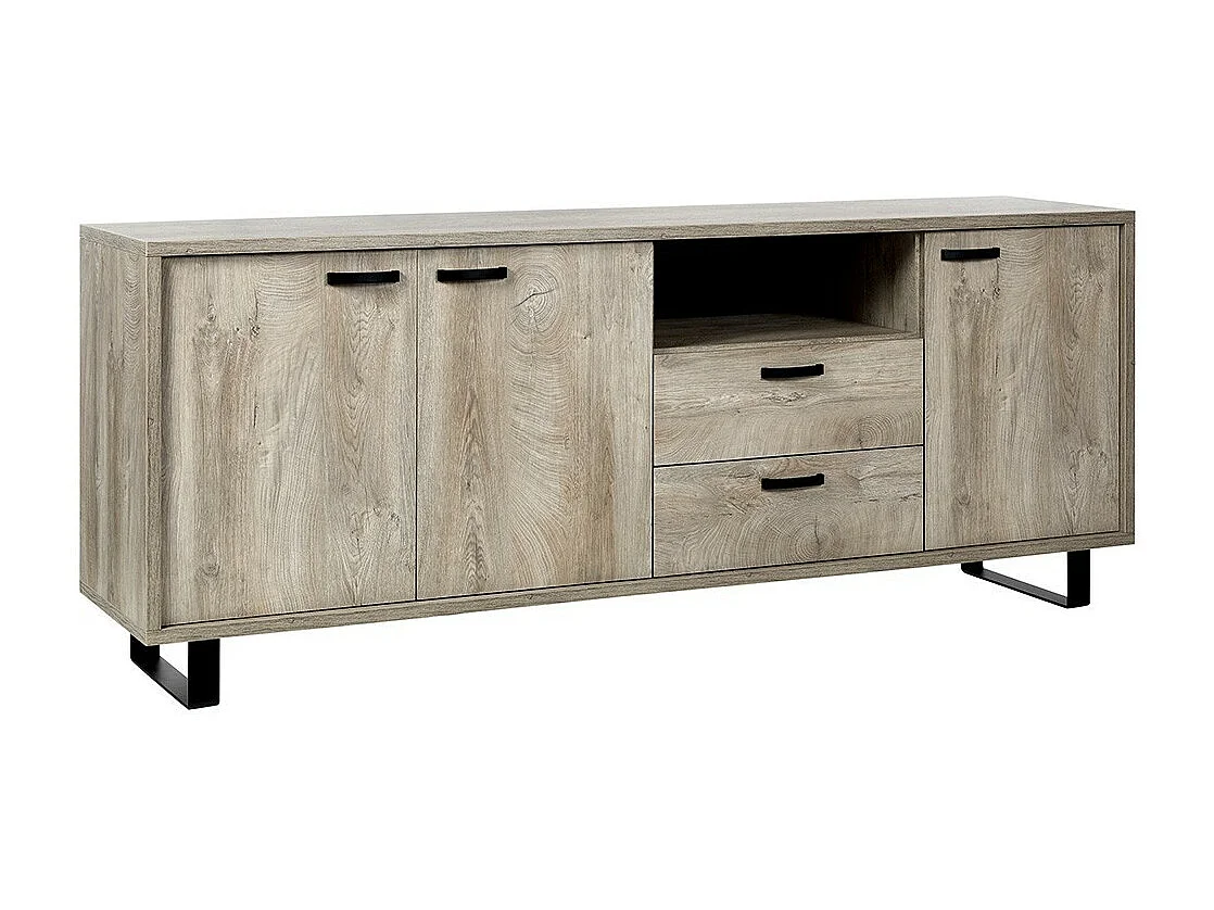 Buffet design XL 220cm com 3 portas e 2 gavetas para sala cor carvalho claro coleção NEWTON