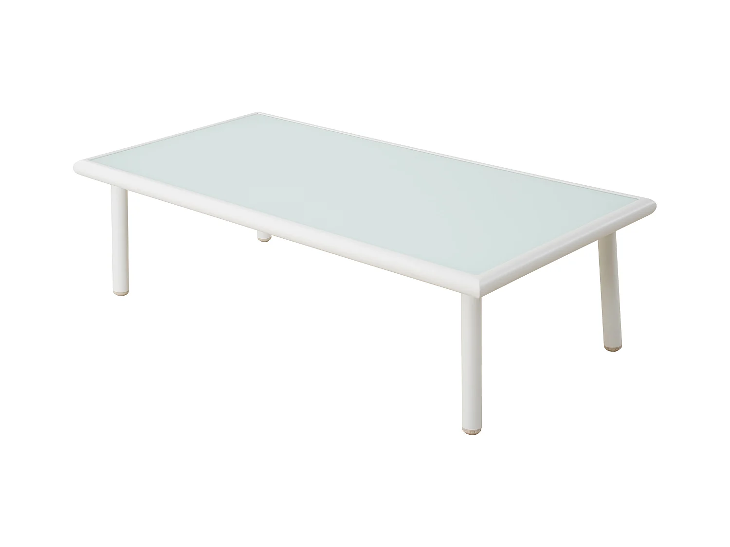 Salon de jardin en aluminium : un canapé 3 places, 2 fauteuils et une table basse - Blanc coussins beiges - LAKIT de MYLIA