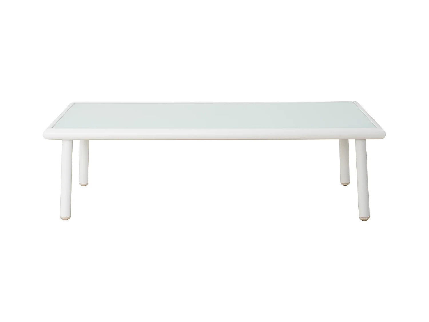 Salon de jardin en aluminium : un canapé 3 places, 2 fauteuils et une table basse - Blanc coussins beiges - LAKIT de MYLIA