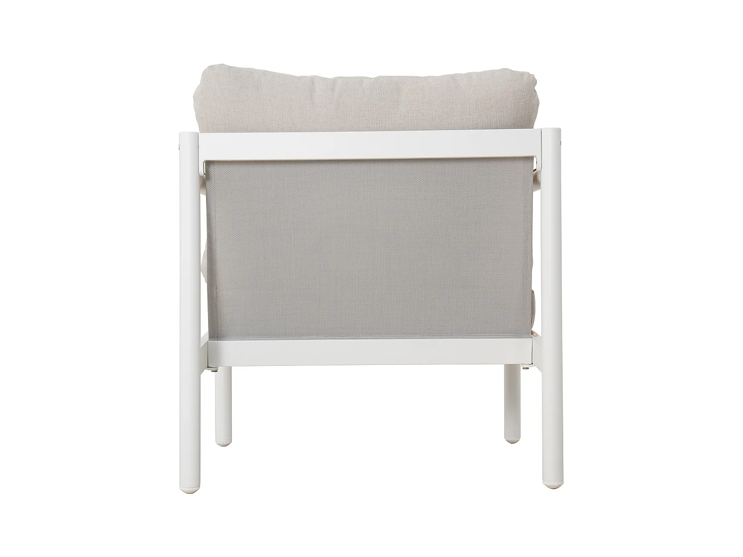 Salon de jardin en aluminium : un canapé 3 places, 2 fauteuils et une table basse - Blanc coussins beiges - LAKIT de MYLIA
