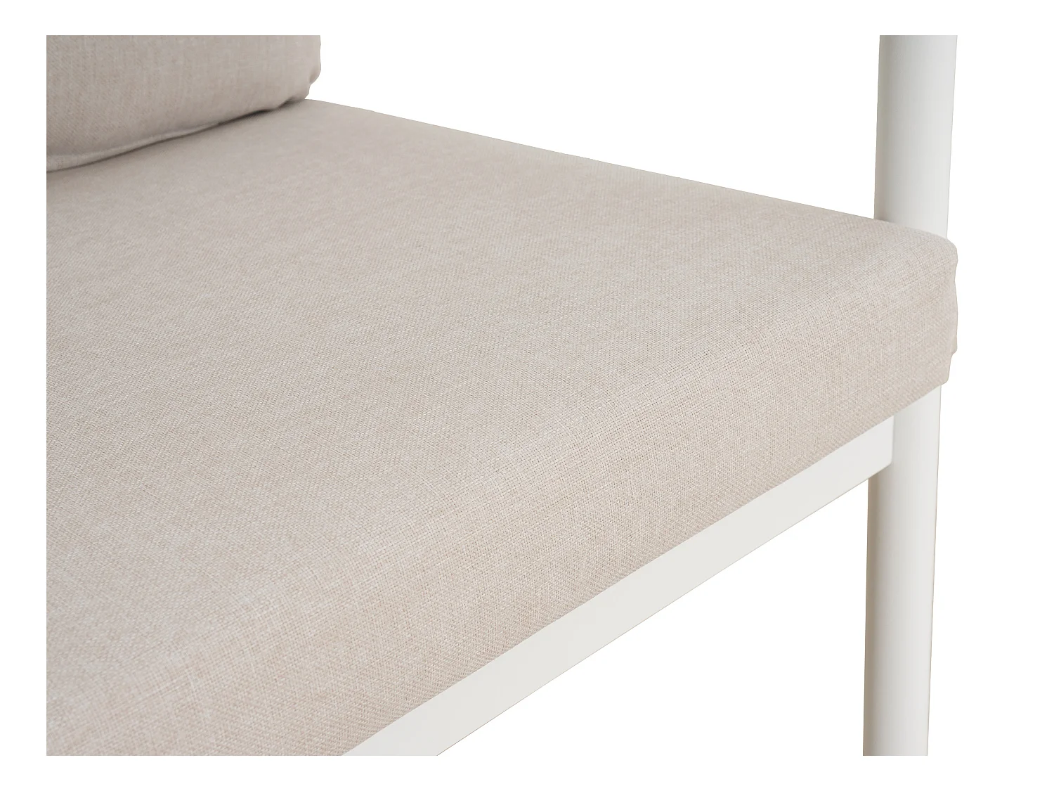 Salon de jardin en aluminium : un canapé 3 places, 2 fauteuils et une table basse - Blanc coussins beiges - LAKIT de MYLIA