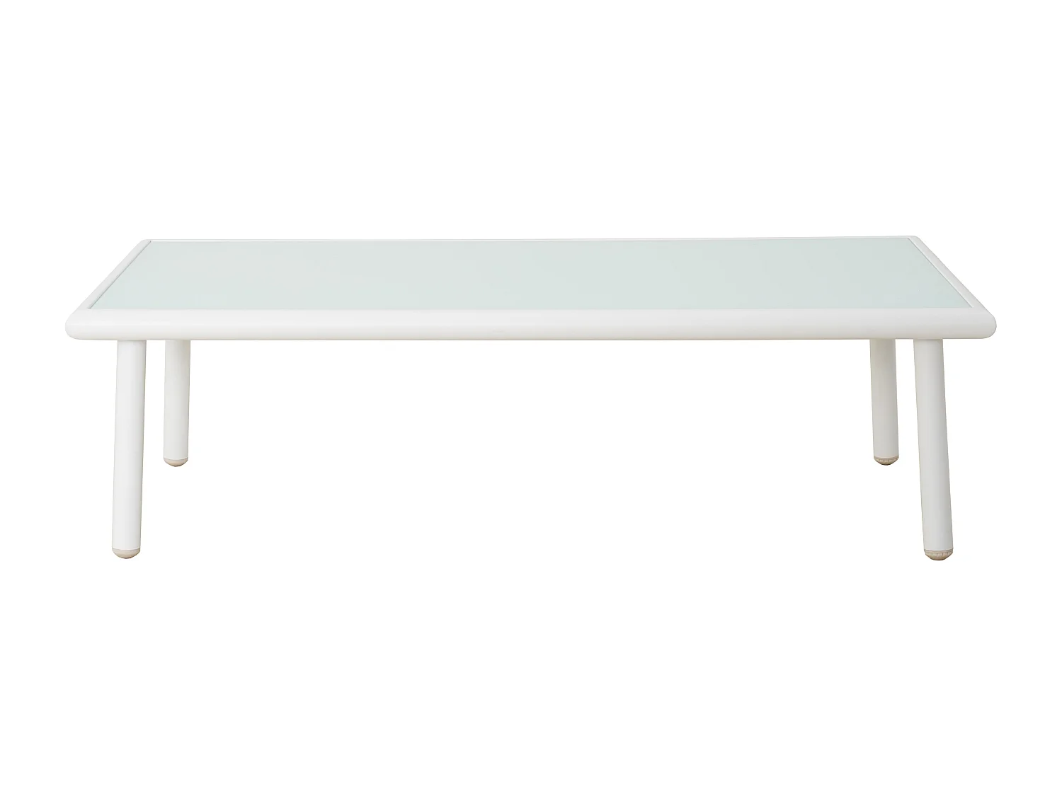 Salon de jardin en aluminium : un canapé 3 places, 2 fauteuils et une table basse - Blanc coussins beiges - LAKIT de MYLIA