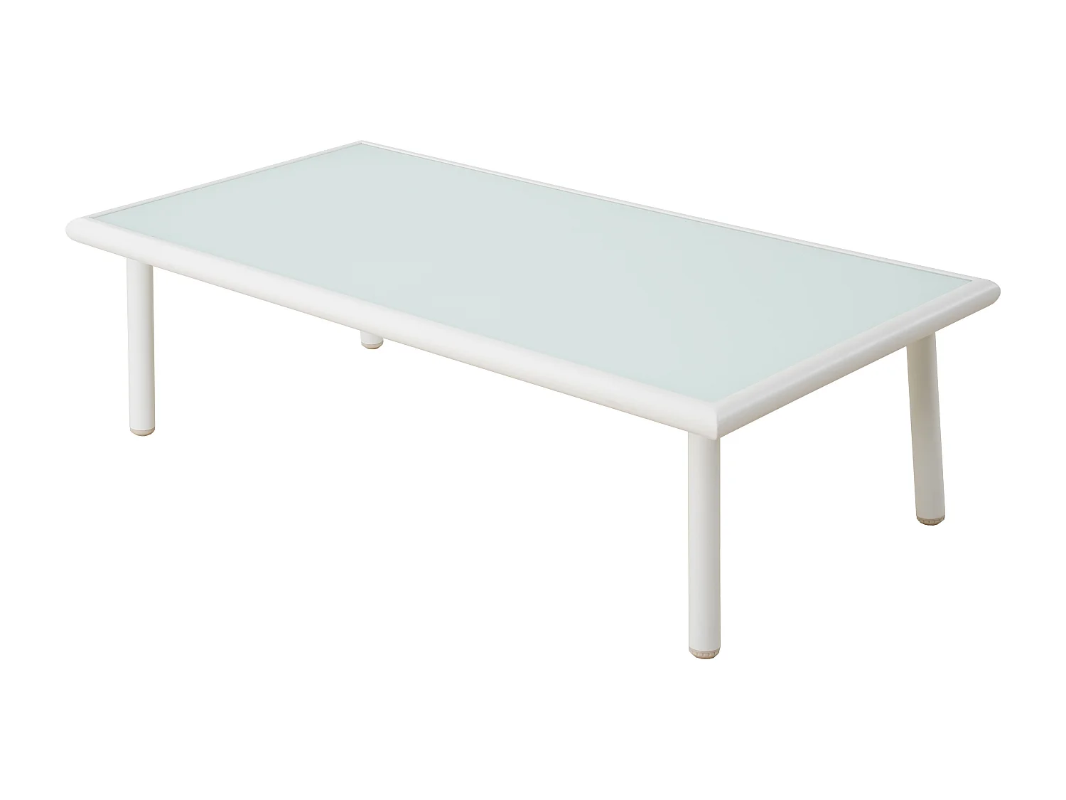 Salon de jardin en aluminium : un canapé 3 places, 2 fauteuils et une table basse - Blanc coussins beiges - LAKIT de MYLIA