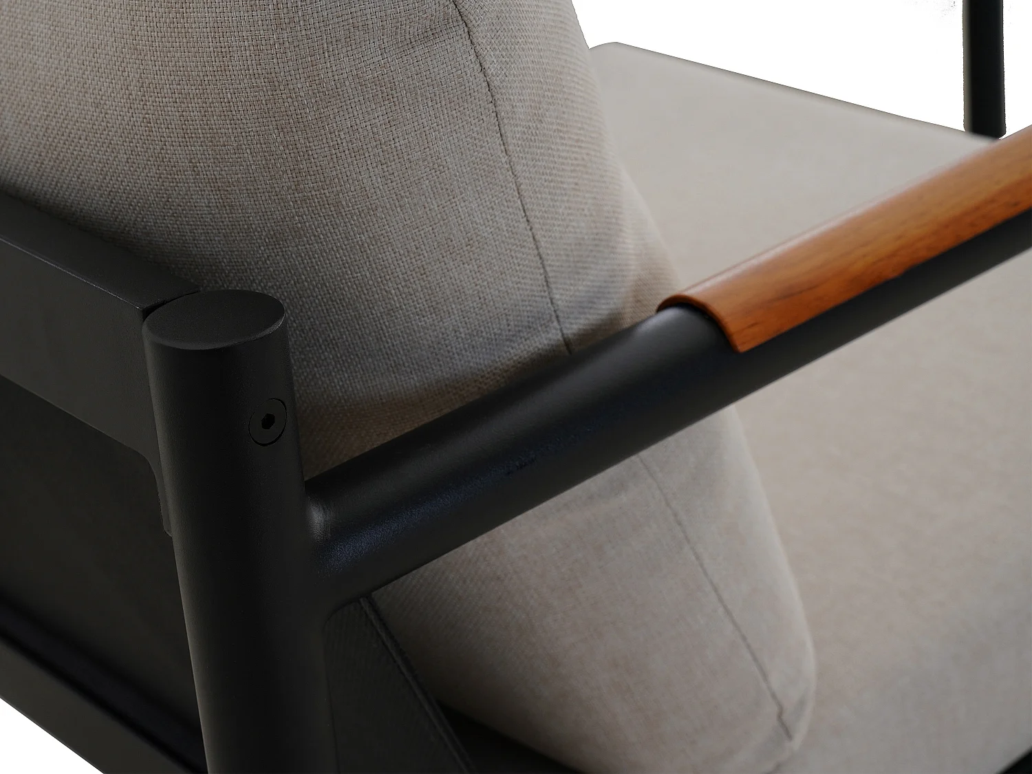 Salon de jardin en aluminium : un canapé 3 places, 2 fauteuils et une table basse - Noir coussins beiges - LAKIT de MYLIA