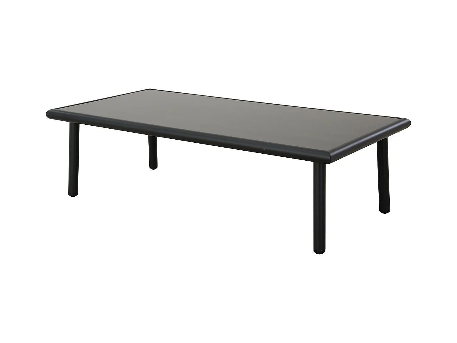 Salon de jardin en aluminium : un canapé 3 places, 2 fauteuils et une table basse - Noir coussins beiges - LAKIT de MYLIA