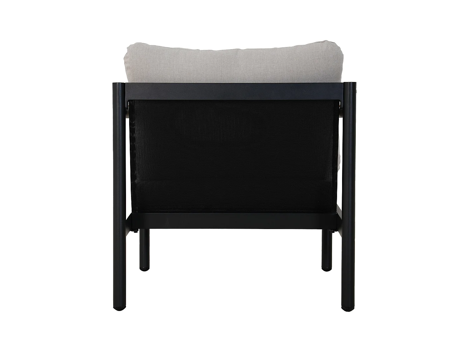 Salon de jardin en aluminium : un canapé 3 places, 2 fauteuils et une table basse - Noir coussins beiges - LAKIT de MYLIA