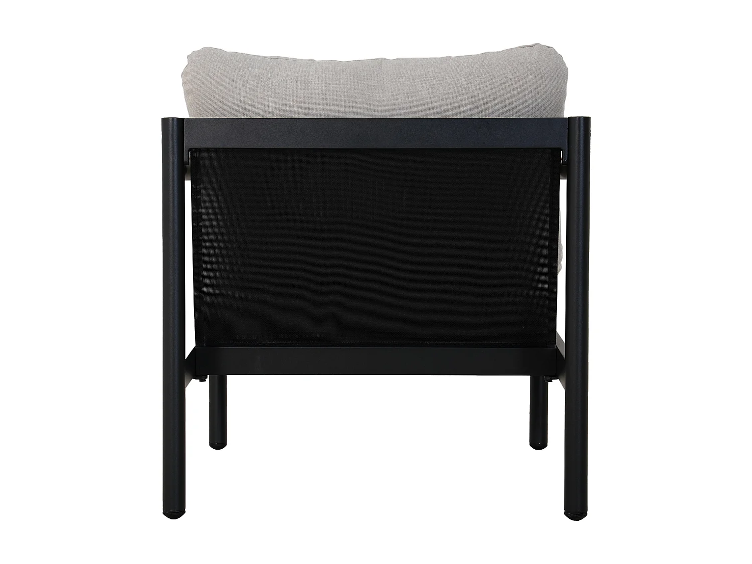 Salon de jardin en aluminium : un canapé 3 places, 2 fauteuils et une table basse - Noir coussins beiges - LAKIT de MYLIA