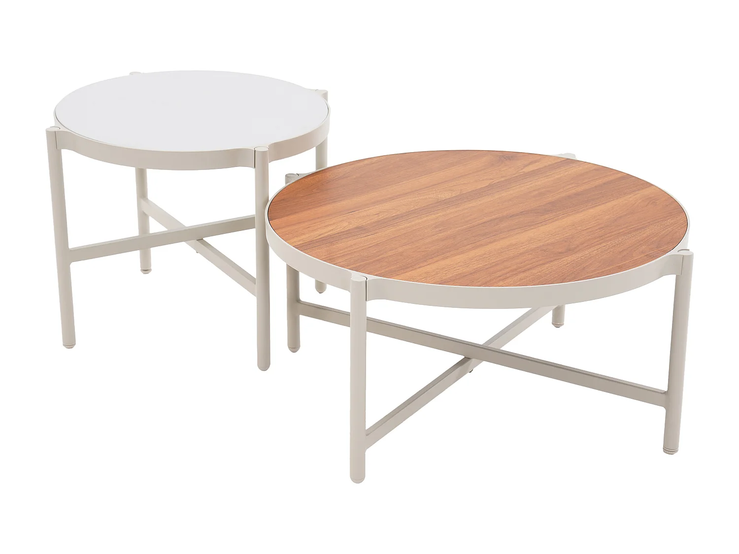 Garten-Sitzgruppe: Sofa 2-Sitzer, 2 Sessel & 2 Tische - Aluminium - Beige - LOMAM von MYLIA