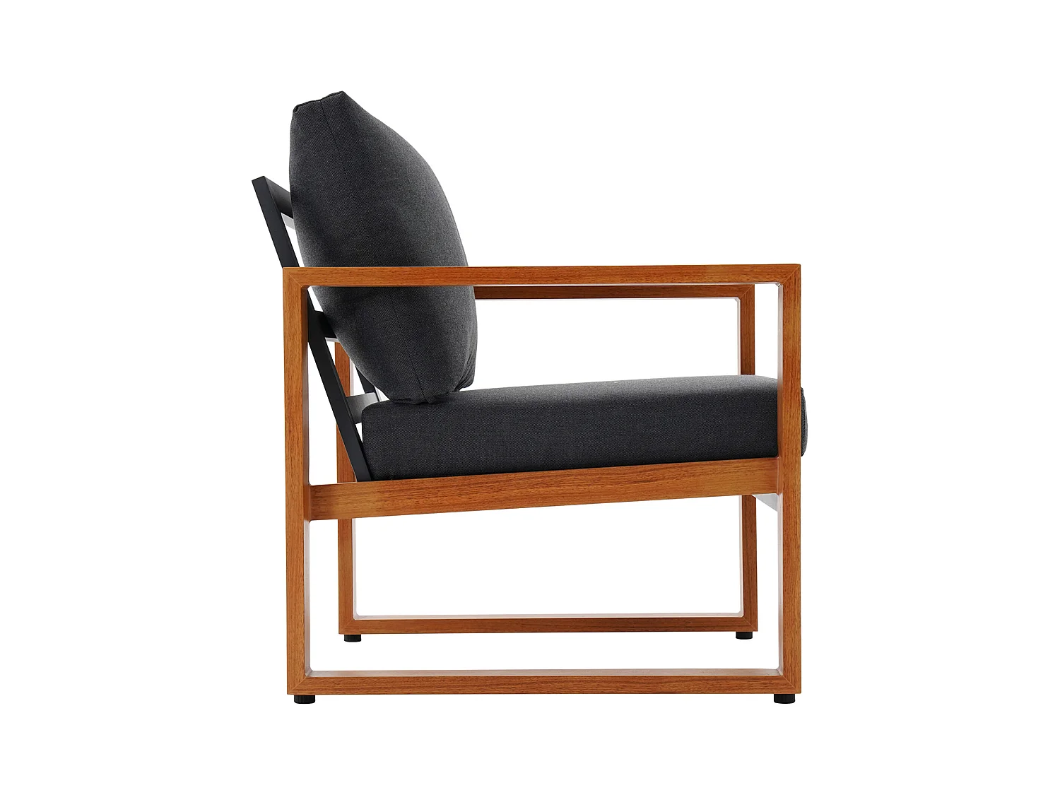 Salon de jardin en aluminium : un canapé 3 places, 2 fauteuils et une table basse - Naturel coussins gris anthracite - JALLY de MYLIA