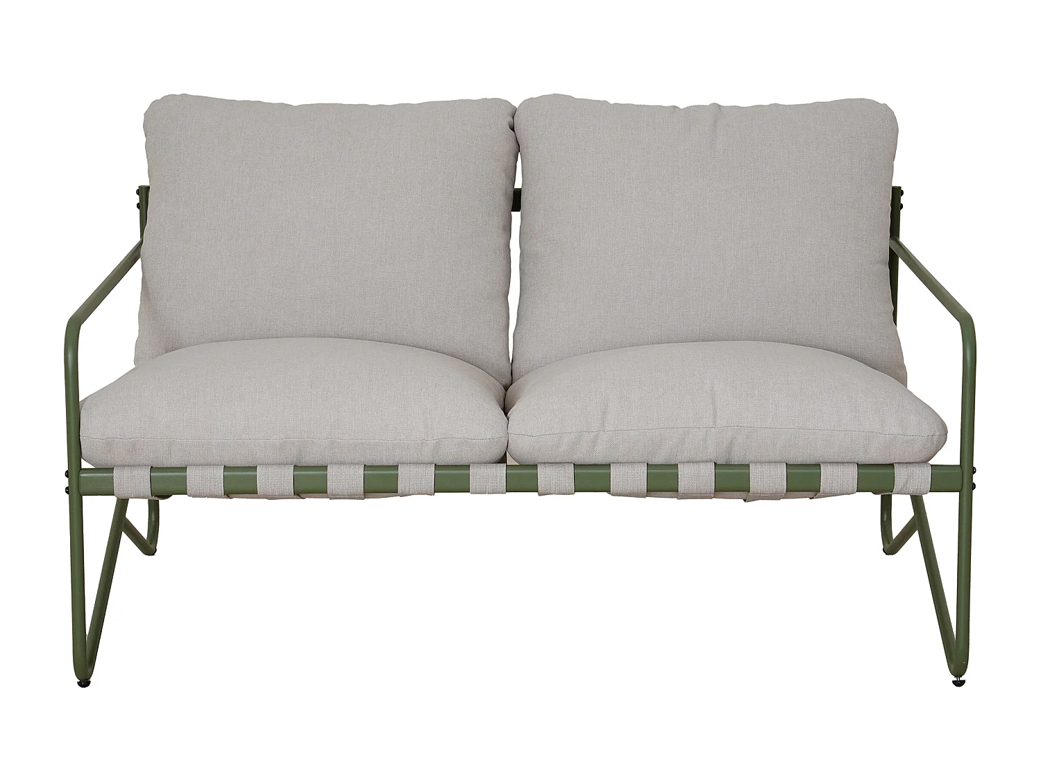 Salon de jardin en acier : un canapé 2 places, 2 fauteuils et une table basse - Vert - MILOPE de MYLIA