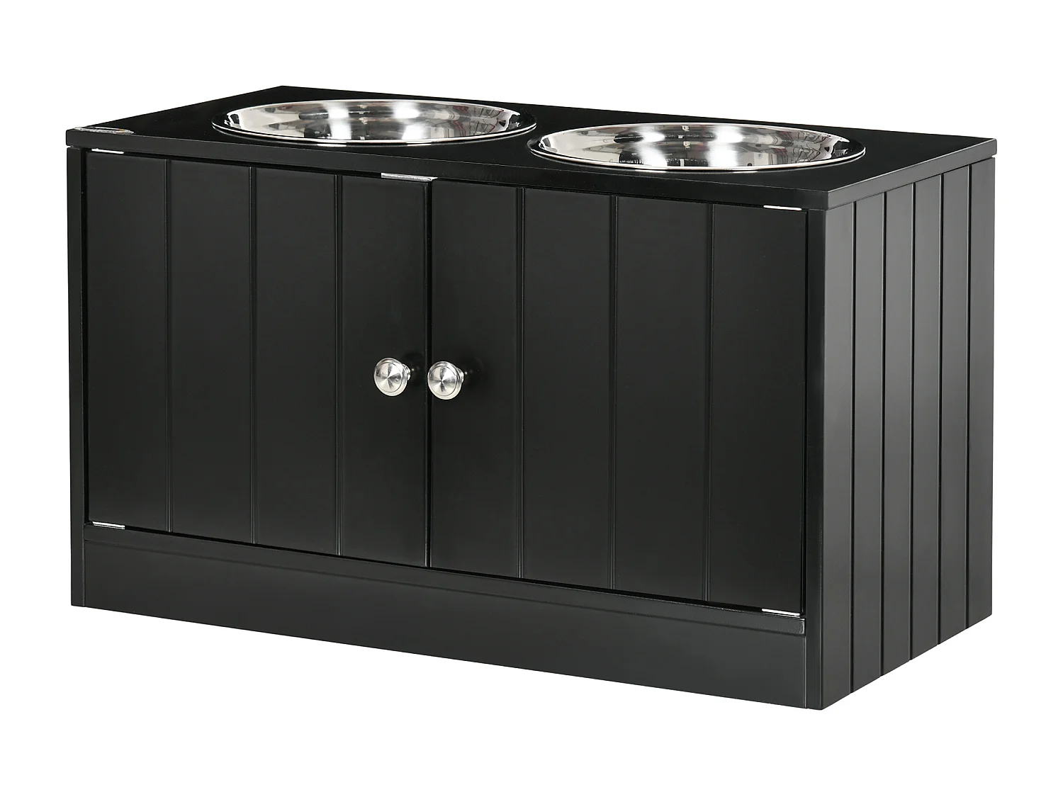 Gamelle Surélevée 2 En 1 Pour Chien Avec Rangement - 2 Bols Acier Inox, Hauteur 38 Cm, Capacité 45 Lbs