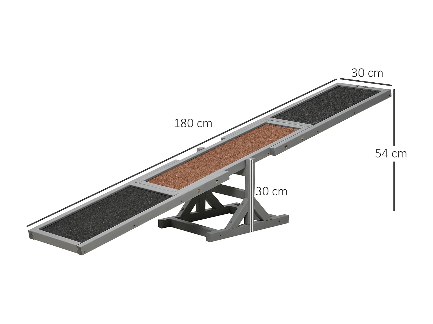 Agility sport pour chien bascule - bascule pour chien - équipement entrainement chien - bois sapin pré-huilé feutre bitumé antidérapant brique gris