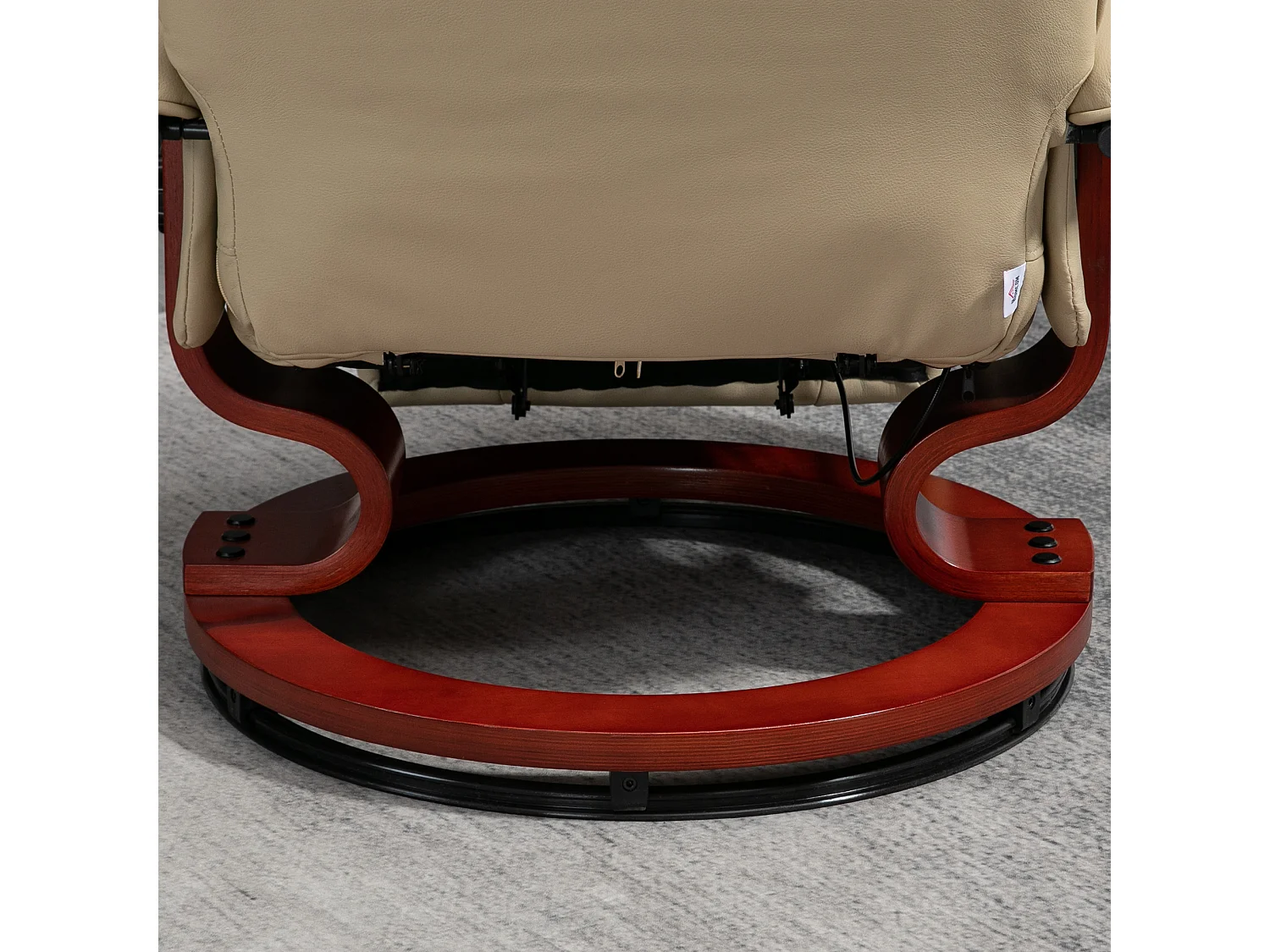 Fauteuil relax inclinable repose-pied réglable pivotant 360° bois synthétique crème