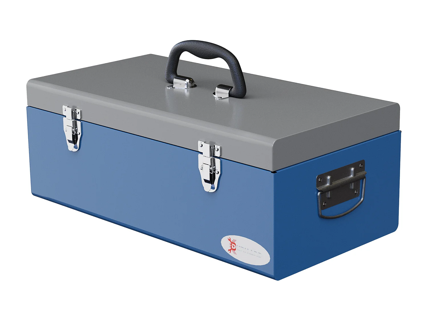 Boite à outils métallique - caisse à outils - verrouillable - tapis EVA poignées tôle acier gris bleu