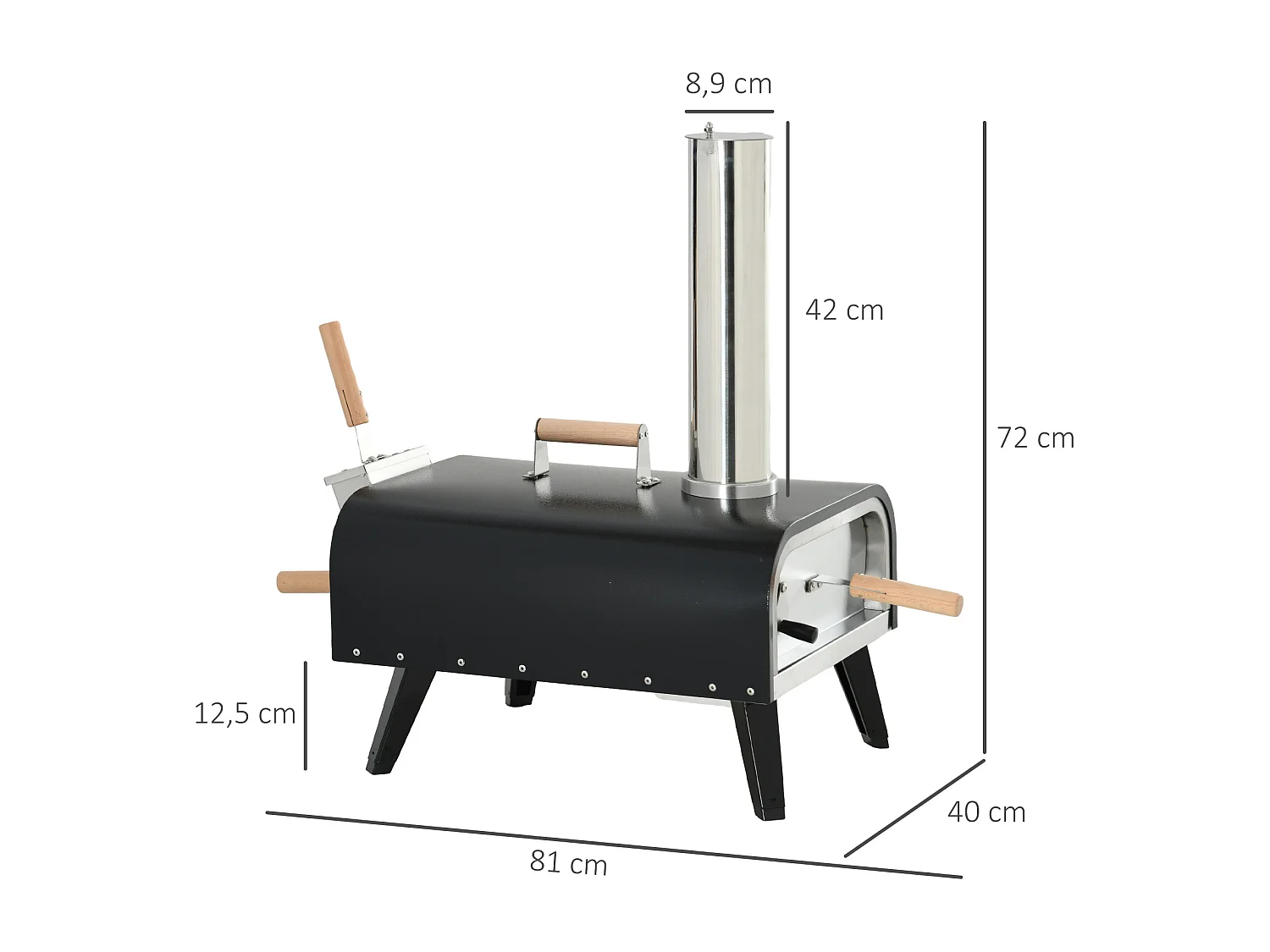 Four à pizza extérieur feu de bois - pelle à pizza, pierre réfractaire Ø 30 cm inclus