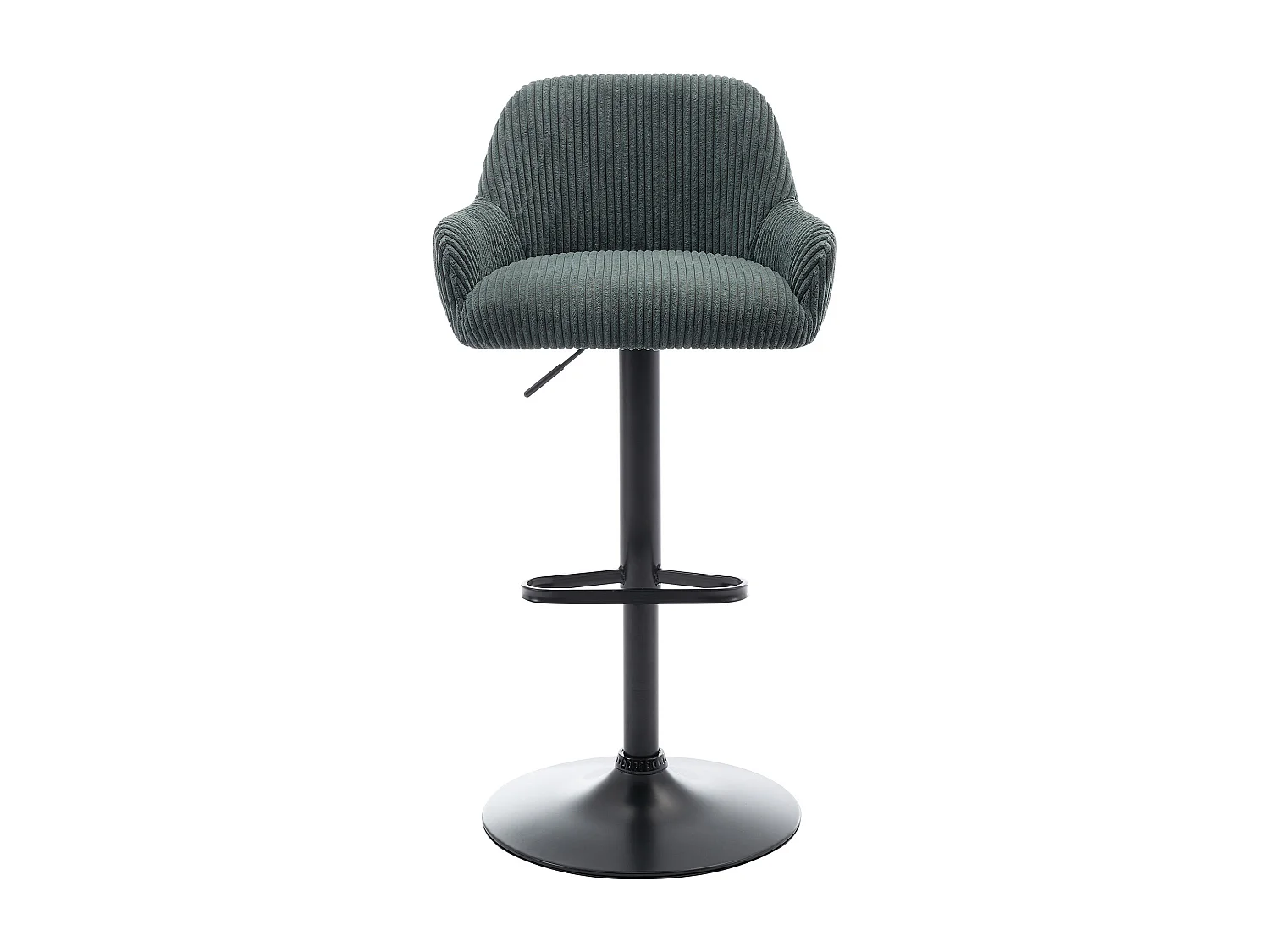 Lot de 2 tabourets en velours côtelé et métal noir - Hauteur réglable - Vert - LILIYA