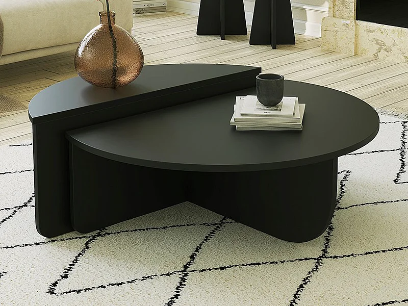 Zestaw 2 stolików kawowych - Czarny - ALOEVA