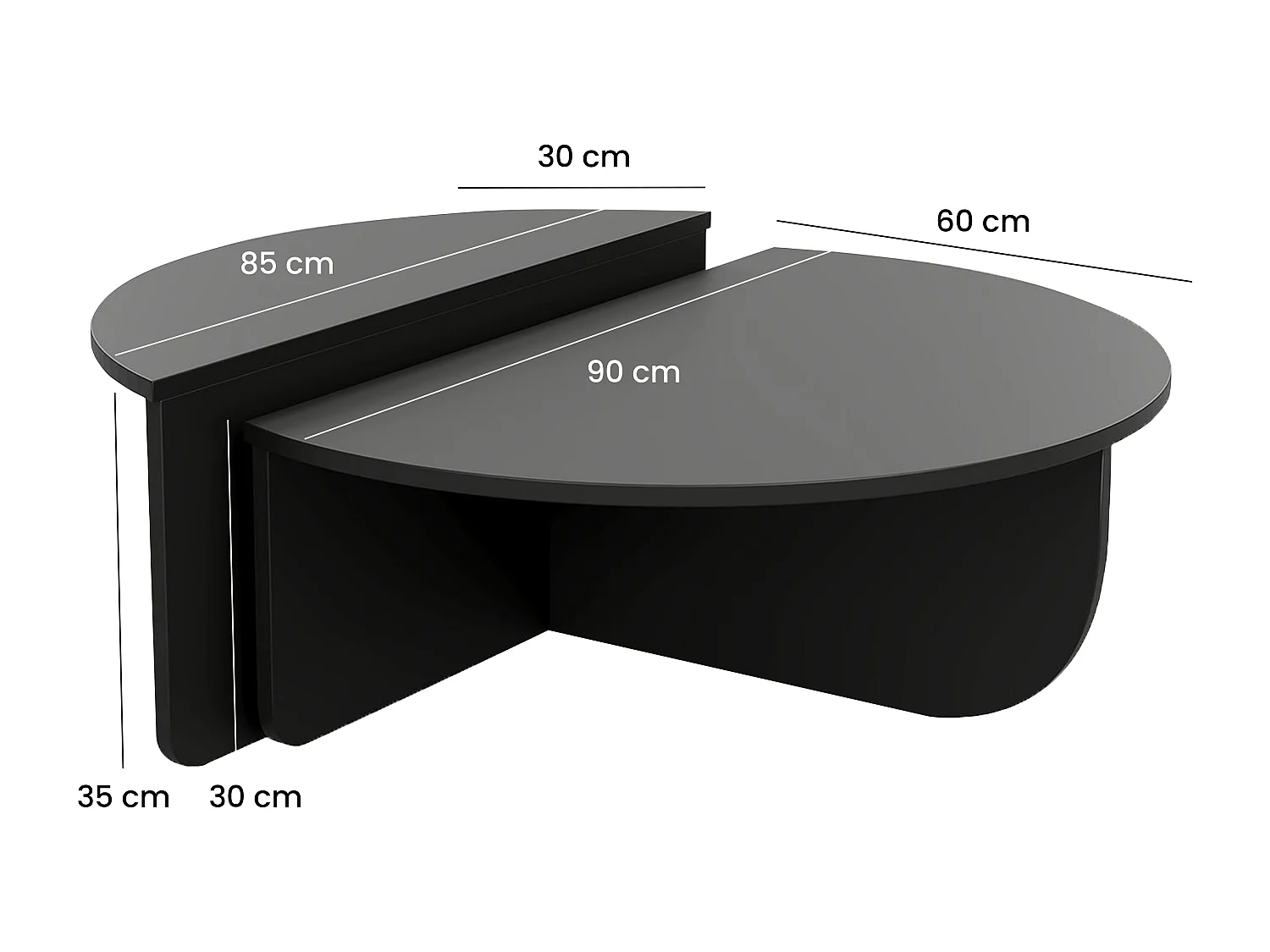 Lot de 2 tables basses - Noir - ALOEVA
