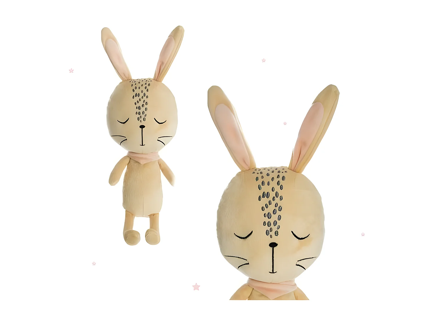 Peluche lapin polyester beige 40x14x9.5cm