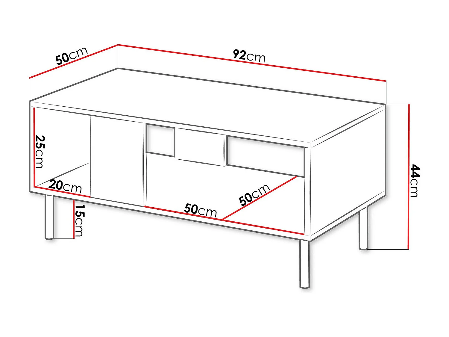 Table basse Livsevi 102, Cachemire, 44x50x92cm, Stratifié, Angulaire