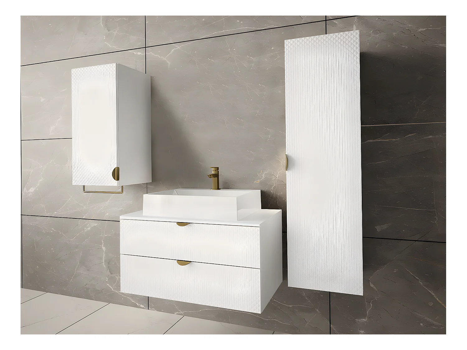 Armoire de toilette murale Fenenou 102, Blanc, À suspendre, Le nombre de portes: 1, 78cm