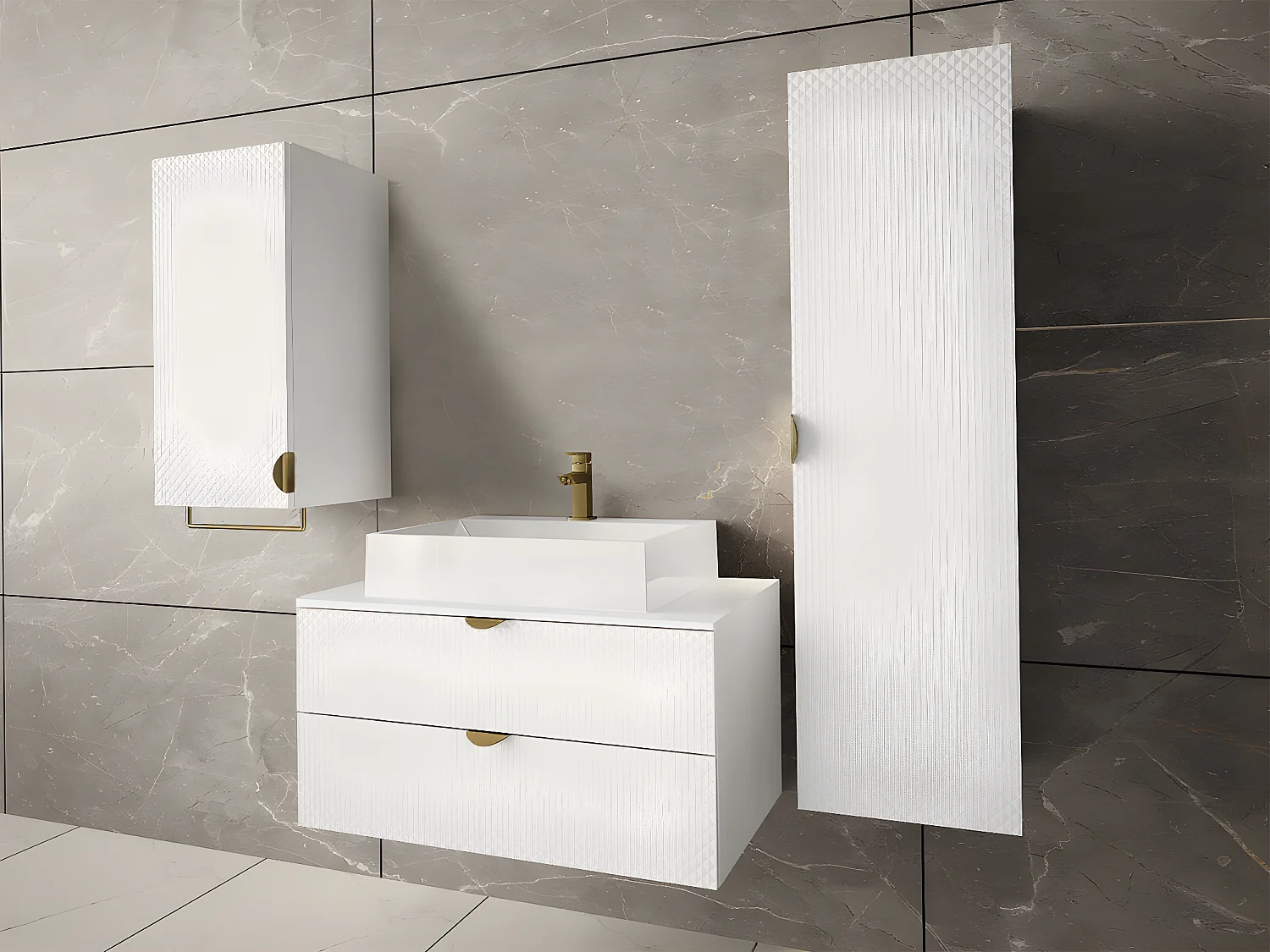 Armoire de toilette murale Fenenou 102, Blanc, À suspendre, Le nombre de portes: 1, 78cm