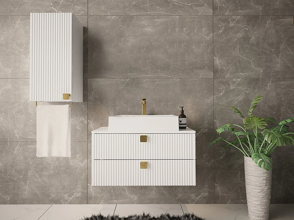 Mueble de baño de pared Orlvera 101, Blanco, Montada en la pared, Número de puertas: 1,