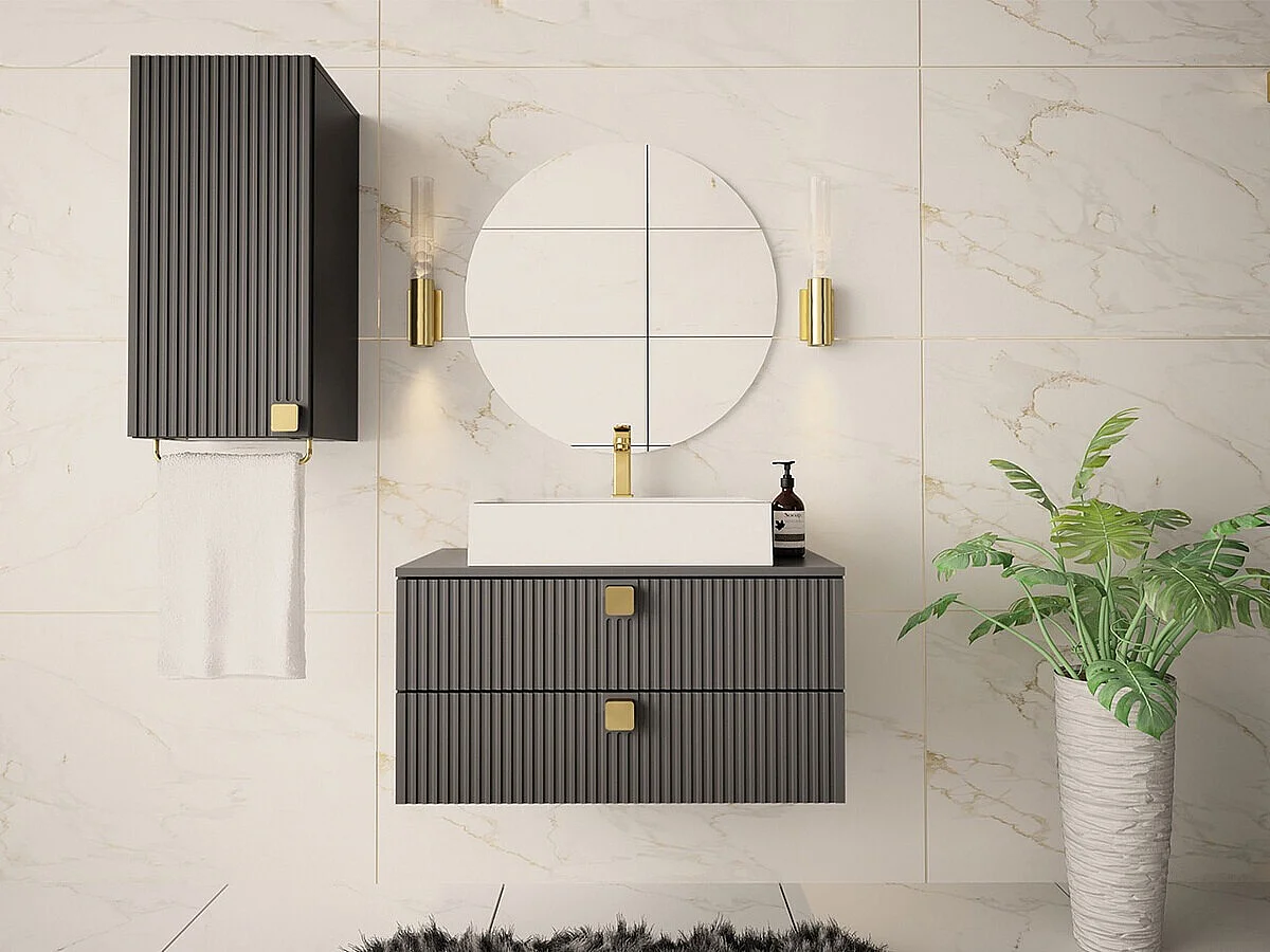 Armoire de toilette murale Orlvera 101, Gris, À suspendre, Le nombre de portes: 1, 73cm