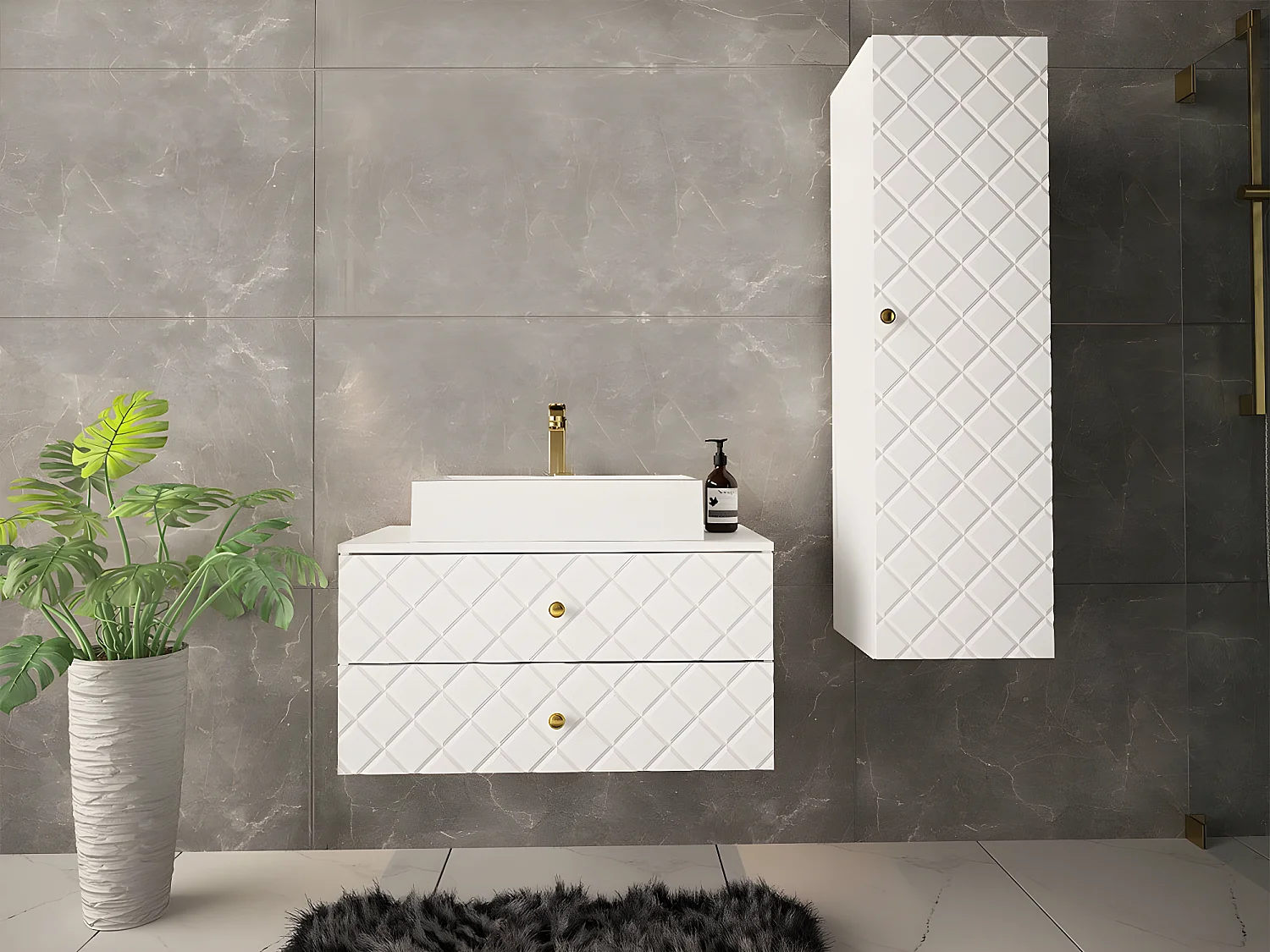 Mueble de baño de pared Mircalu 101, Blanco, Montada en la pared, Número de puertas: 1,