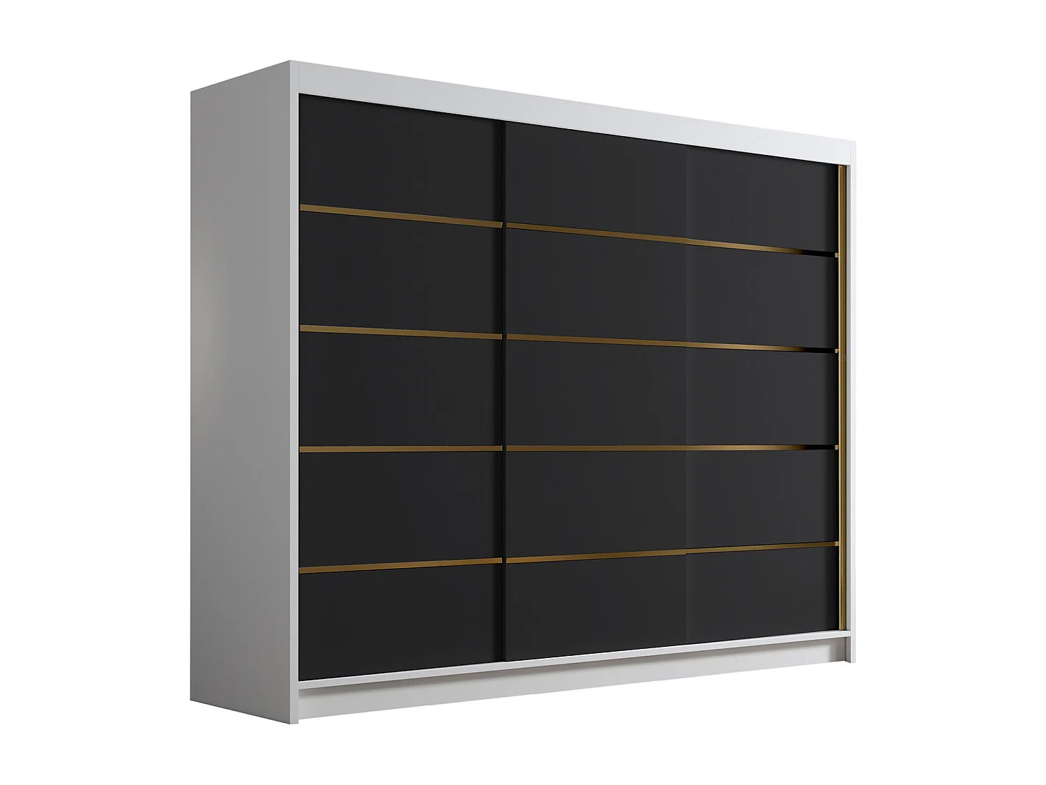 Armoire Closico 184, Blanc|Noir, 215x250x58cm, Portes d'armoire: Coulissantes