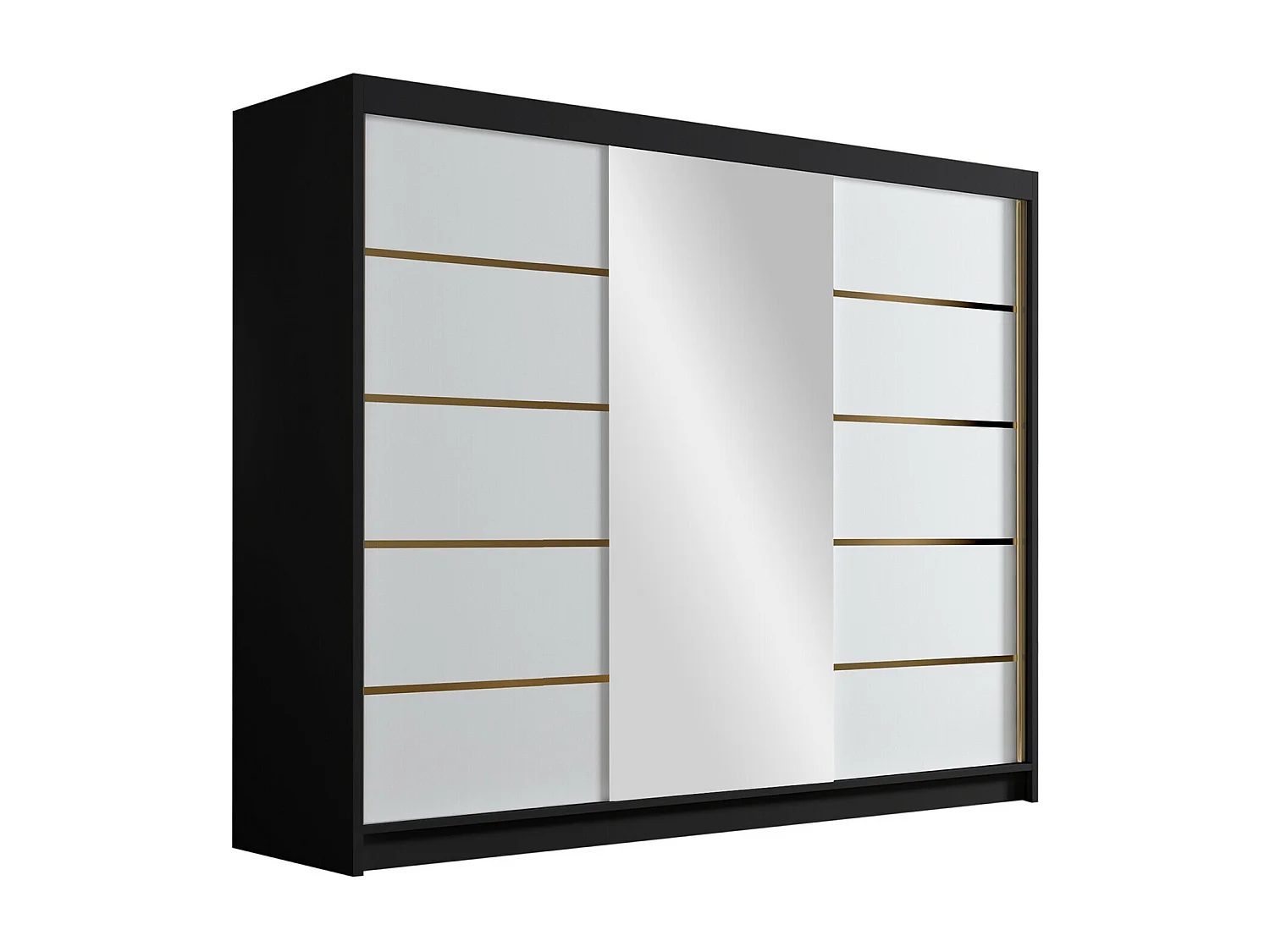 Armario Closico 184, Negro|Blanco, 215x250x58cm, Puertas de armario: Correderas