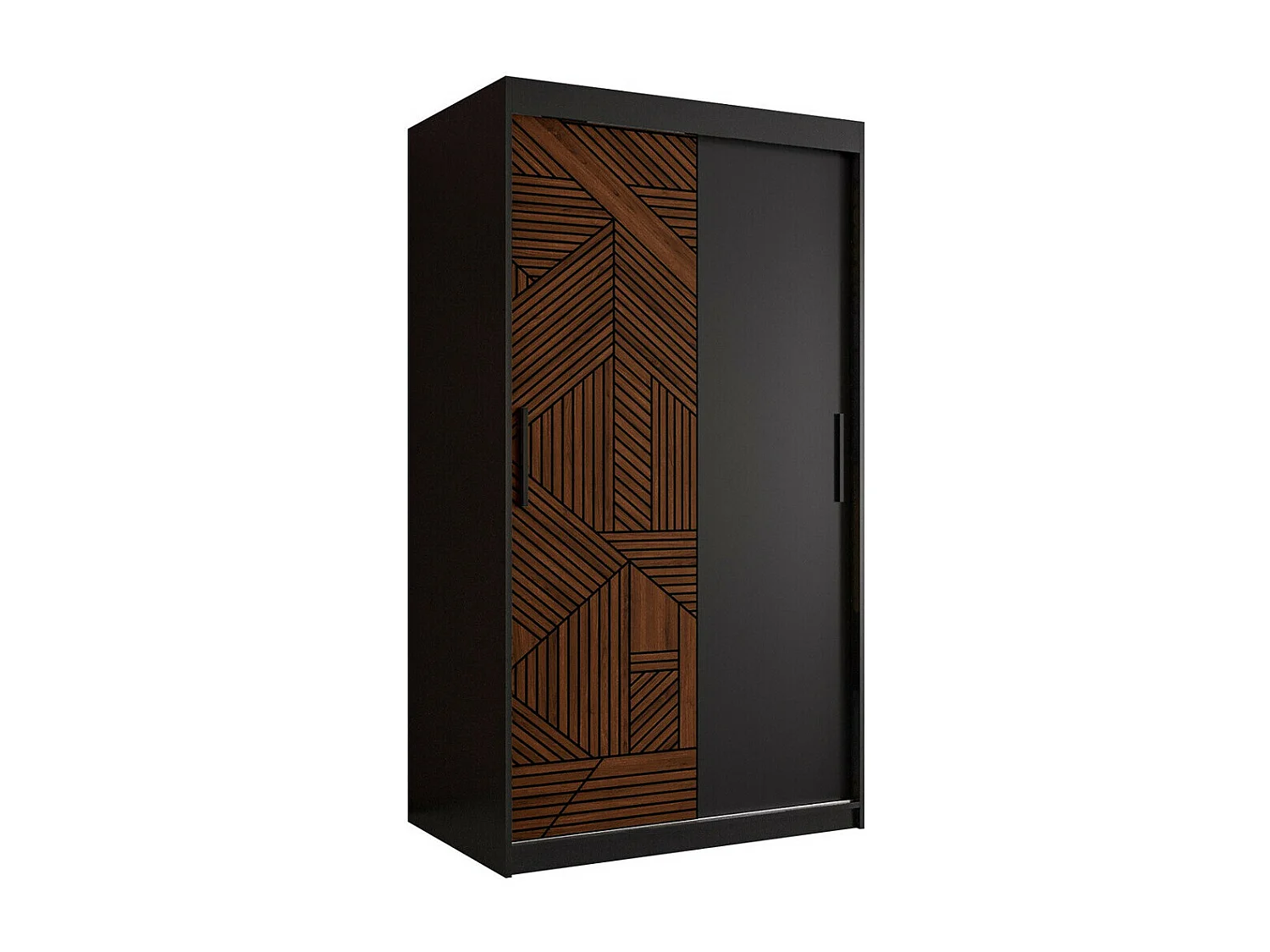 Armario Hartford 464, Nogal|Negro, 200x100x62cm, Puertas de armario: Correderas