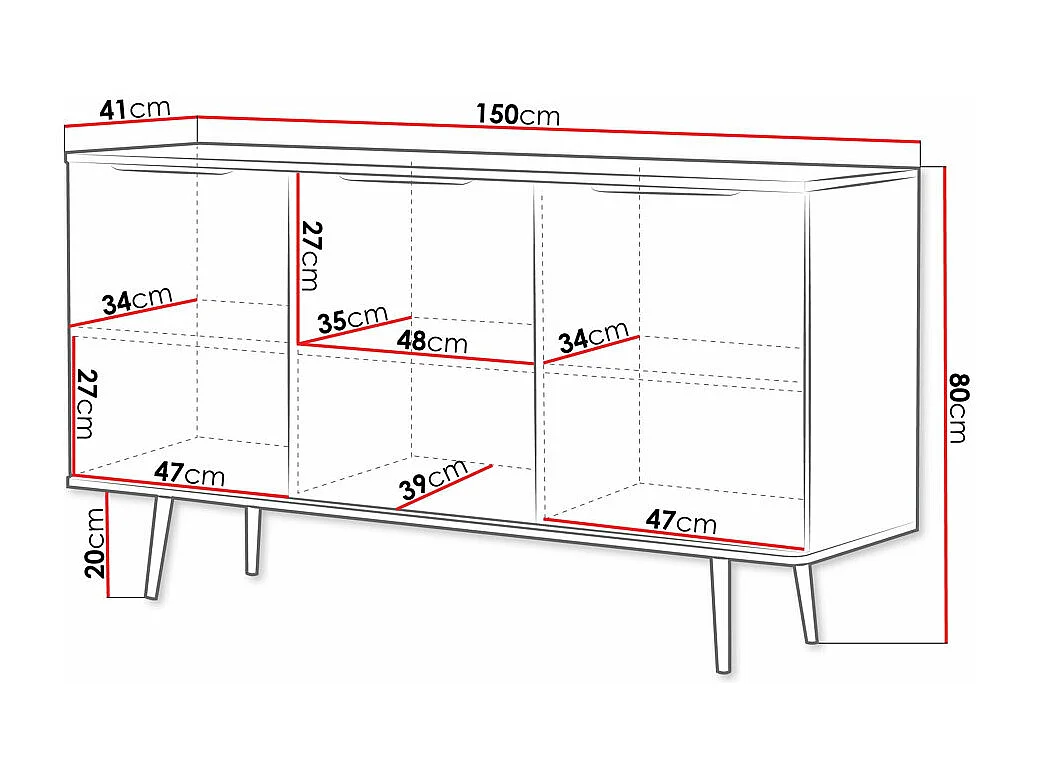 Aparador Livetre 100, Grafito|Madera oscura, 80x150x41cm, MDF|Aglomerado laminado