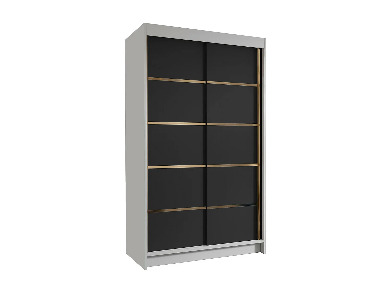 Armoire Closico 189, Blanc|Noir, 200x100x58cm, Portes d'armoire: Coulissantes
