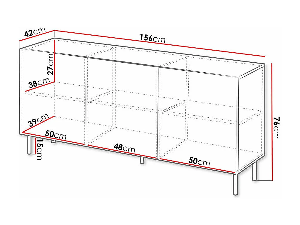 Aparador Livsevi 100, Cachemira, 76x156x42cm, MDF|Aglomerado laminado